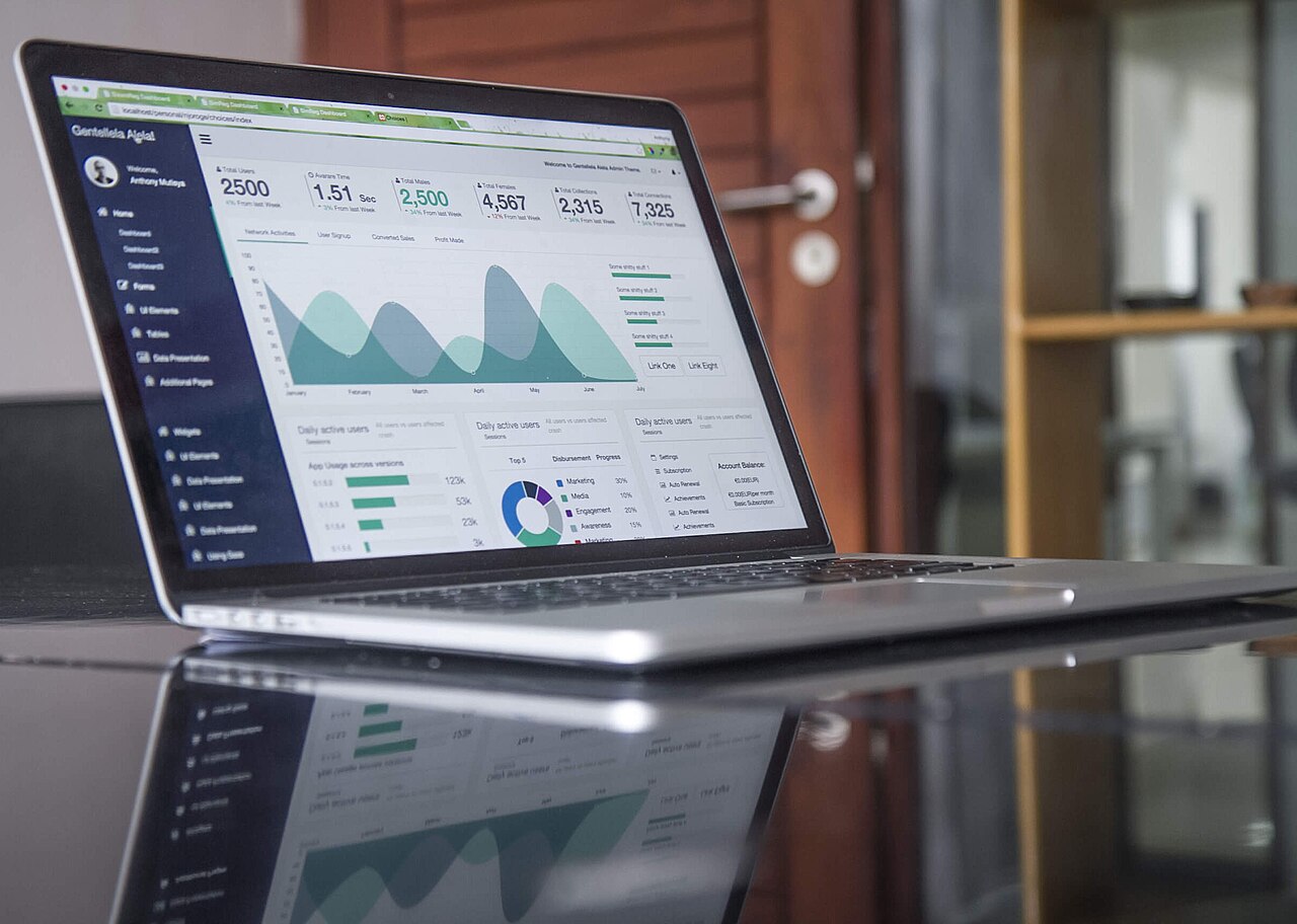 Statistiken auf einem Laptop-Bildschirm